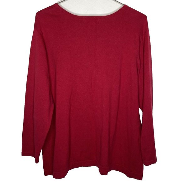 CJ Banks Women Size 3X Red Sweater Button Detail Cotton Lightweight Casual - Picture 2 of 14
